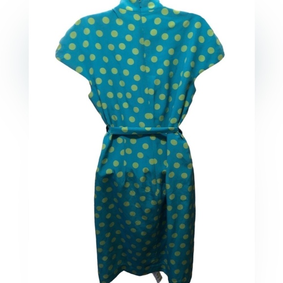 VTG Spenser Jeremy Petites200% Silk Wrap Dress Sz.10 Turquoise Green Polka Dot - Picture 4 of 9